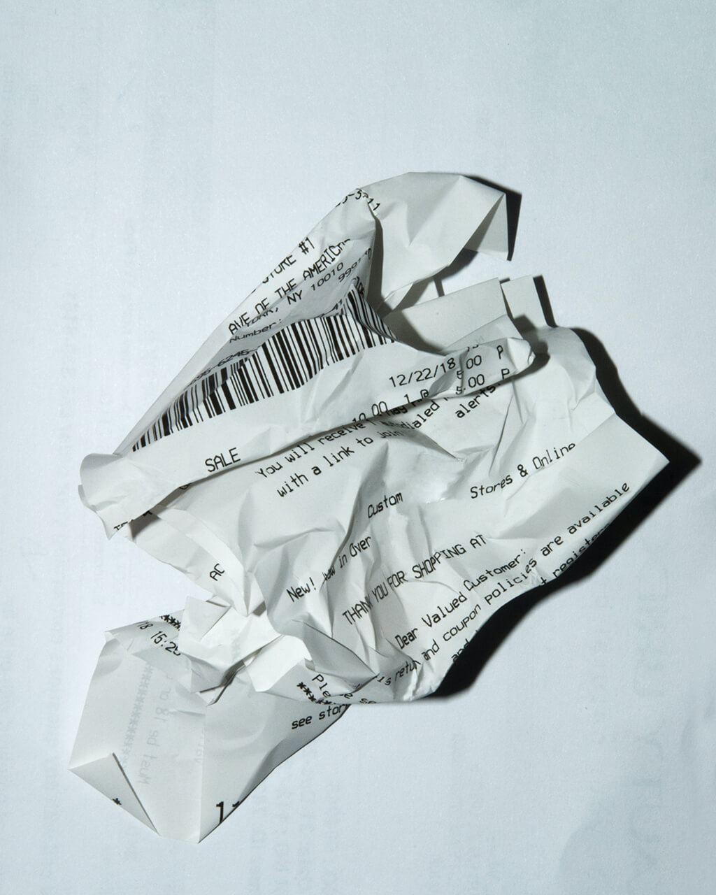 A crumpled receipt